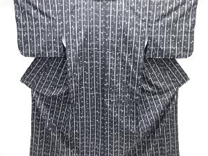 格子に十字絣織り出し縦節紬着物